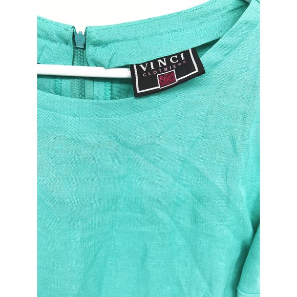 Vinci Clothiers Turquoise 100% Linen Midi Dress Size 20 - Picture 2 of 6